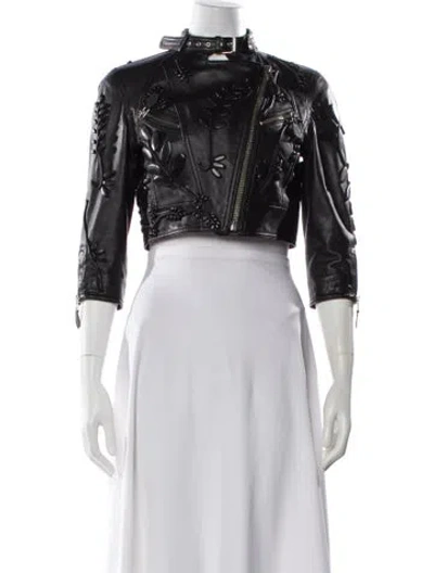 Pre-owned Malandrino Leather Biker Jacket In Black