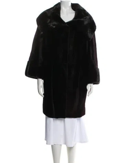 Pre-owned Malandrino Mink Faux Fur Coat In Black