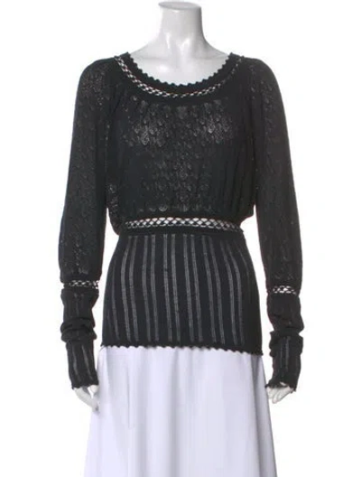 Pre-owned Malandrino Patterned Crew Neck Top In Black