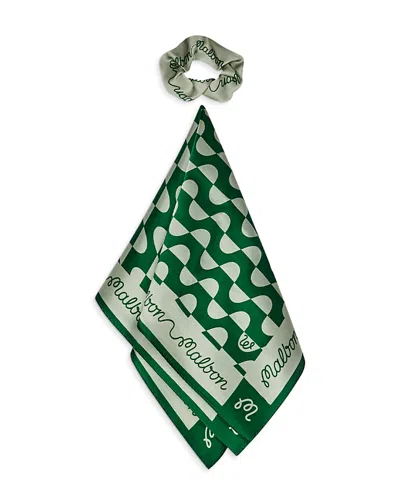 Malbon Adanna Silk Scrunchie & Scarf In Green