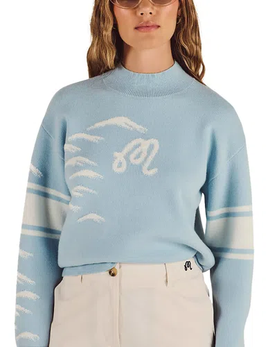 Malbon Alps Intarsia Knit Mock Neck Sweater In Blue