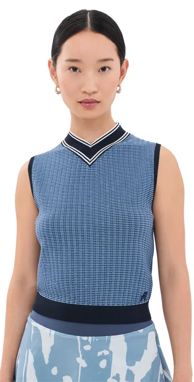 Malbon Ami Mock Neck Sweater Vest Vintage Indigo