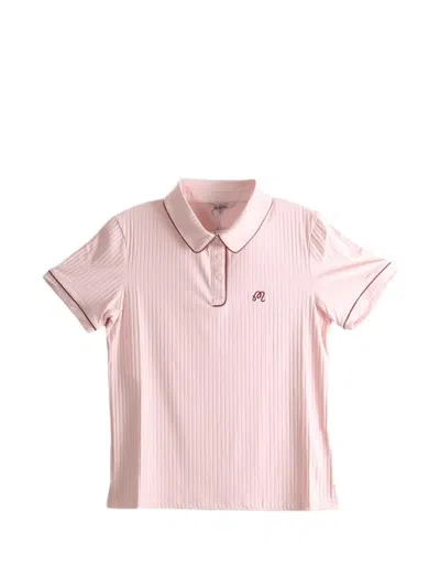 Malbon Anna Ribbed-knit Piped Polo Shirt In Pink