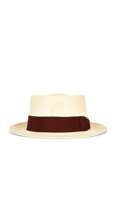Malbon Anton Straw Hat In Straw & Raspberry Truffle