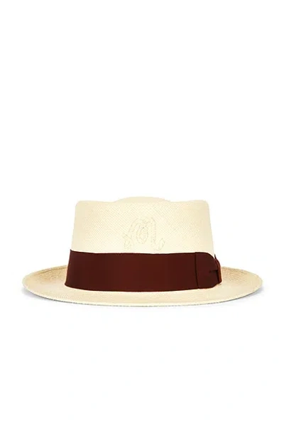 Malbon Anton Straw Hat In Straw & Raspberry Truffle
