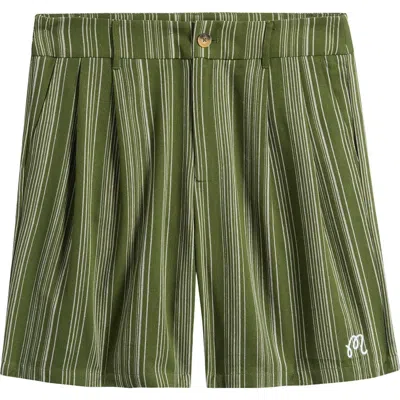 Malbon Arena Stripe Pleated Shorts In Brown