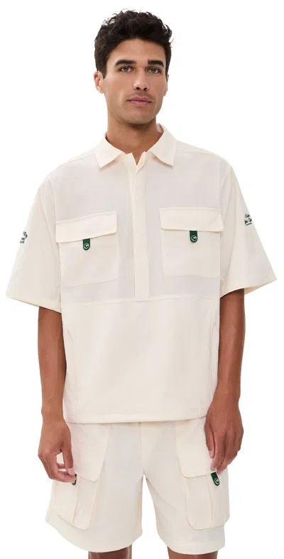 Malbon Bass Club Seersucker Windshirt Ivory In White