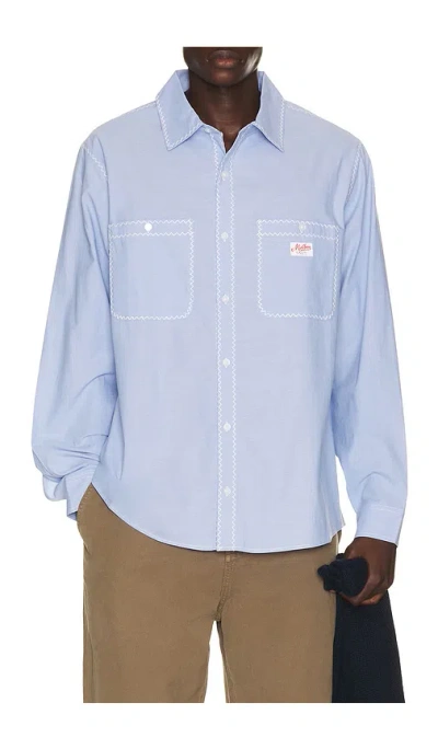 Malbon Benchmark Shirt In Blue Chambray