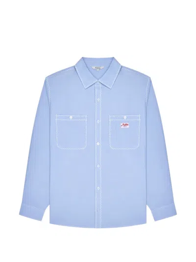 Malbon Benchmark Zig-zag-stitch Shirt In Blue