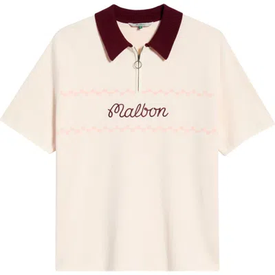 Malbon Benny Logo Detail Cotton Polo In Neutral