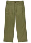 Malbon Braxton Logo-embroidered Cotton Trousers In Green