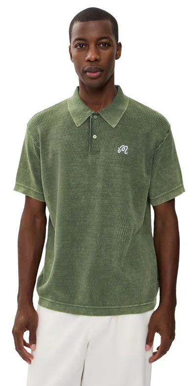 Malbon Brickwork Knit Polo Rifle Green
