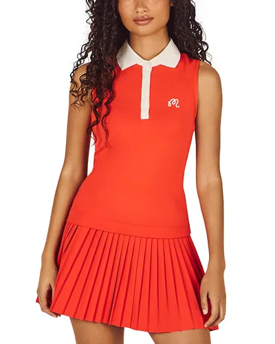 Malbon Claudia Sleeveless Polo Grenadine Red In Orange