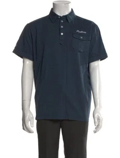 Pre-owned Malbon Collar Short Sleeve Polo Shirt In Blue