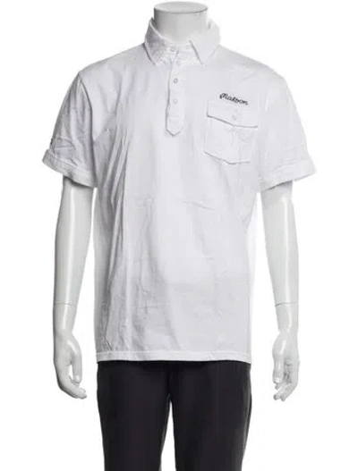 Pre-owned Malbon Collar Short Sleeve Polo Shirt In White