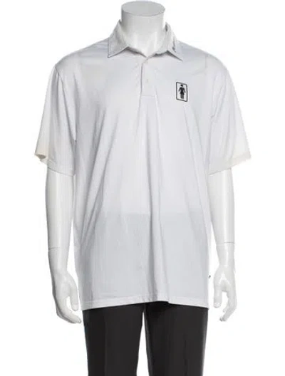 Pre-owned Malbon Collar Short Sleeve Polo Shirt In White