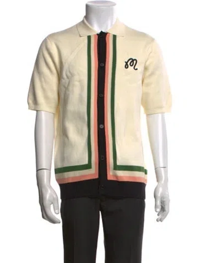 Pre-owned Malbon Colorblock Pattern Collar Polo Sweater In Neutrals