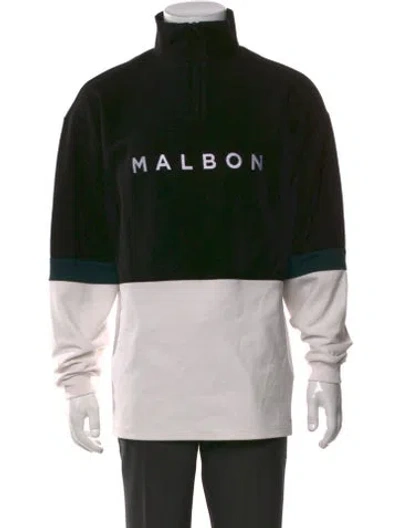 Pre-owned Malbon Colorblock Pattern Mock Neck Pullover In Black