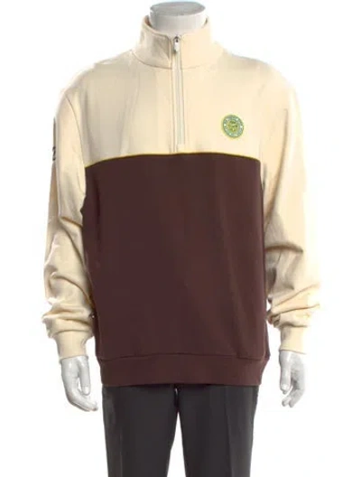 Pre-owned Malbon Colorblock Pattern Mock Neck Sweatshirt In Brown