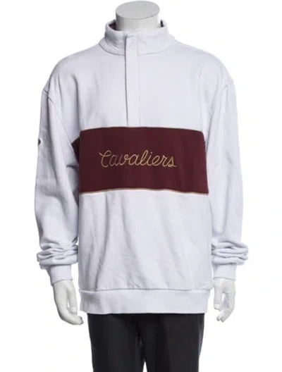 Pre-owned Malbon Colorblock Pattern Mock Neck Sweatshirt In White
