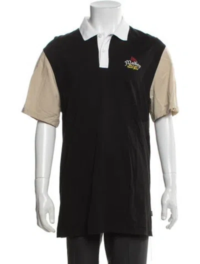Pre-owned Malbon Colorblock Pattern Short Sleeve Shirt In Black