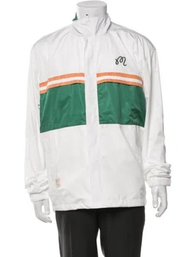 Pre-owned Malbon Colorblock Pattern Windbreaker In White