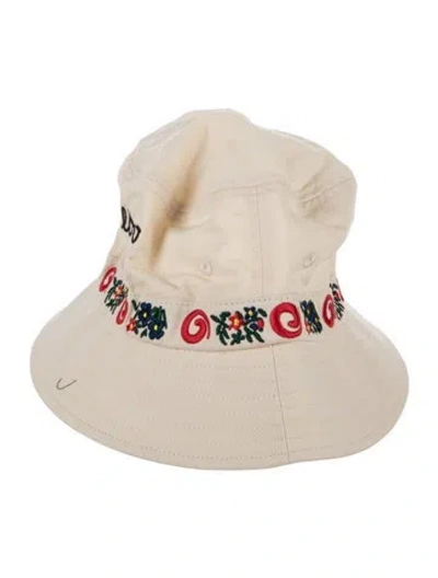 Pre-owned Malbon Cotton Twill Embroidered Bucket Hat In Neutrals