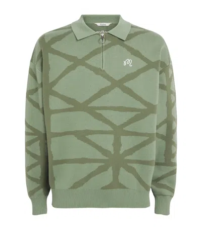 Malbon Cotton Verdant Quarter-zip Sweater In Green