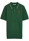 Malbon Crest Checked-knit Cotton Polo Shirt In Green