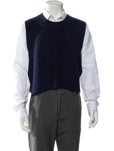 Pre-owned Malbon Crew Neck Sleeveless Sweater Vest In Blue