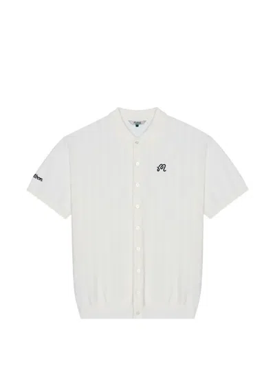 Malbon Crosscut Pointelle-knit Polo Shirt In White