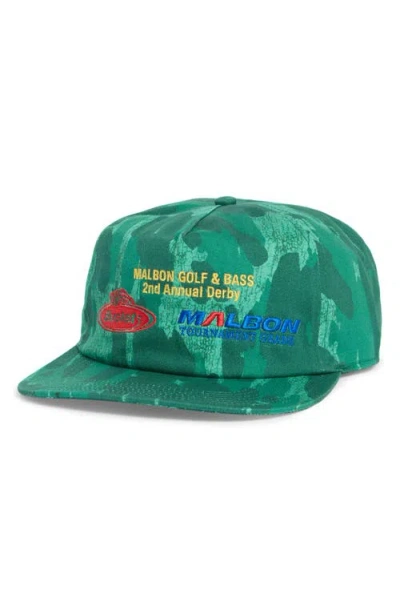 Malbon Derby Golf Logo Cotton Snapback Hat In Green