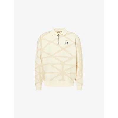Malbon Mens Cream Verdant Quarter-zip Cotton Sweater In Neutral
