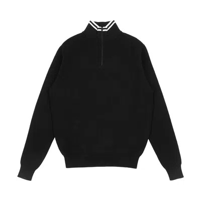 Pre-owned Malbon Evergreen Sorrel Knit Quarter Zip 'black' | Men's Size M