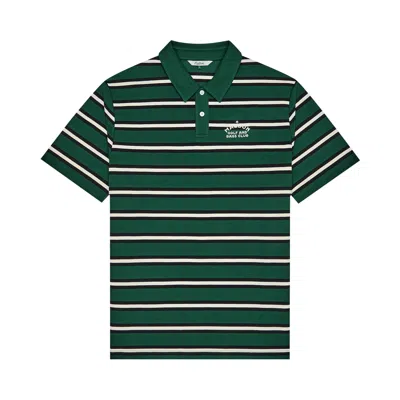 Pre-owned Malbon Fairway Bass Club Polo Shirt 'forest Stripe' | Green | Men's Size M