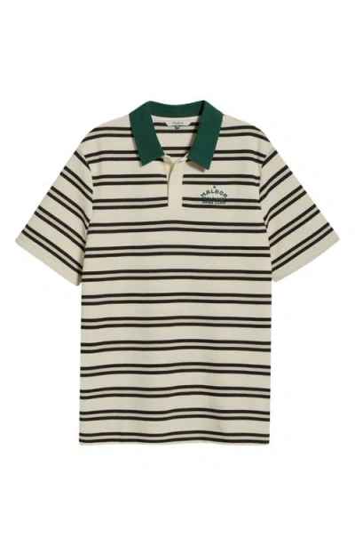 Malbon Fairway Bass Club Stripe Piqué Polo In Black