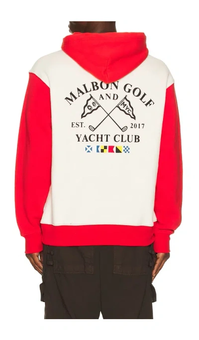 Malbon Fesque Deck Hand Hoodie In Tofu & Red