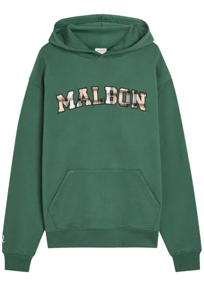 Malbon Fesque Preston Logo-appliquéd Hooded Cotton Sweatshirt In Green
