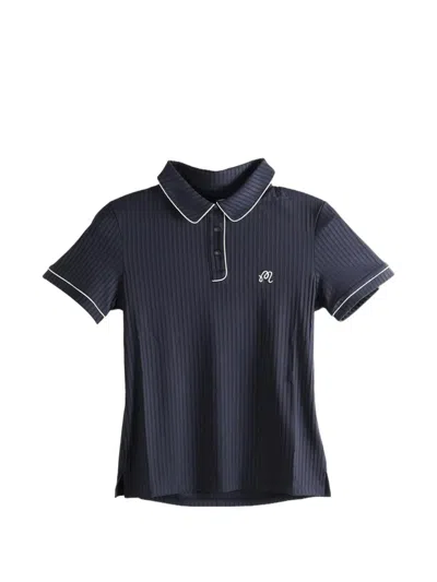 Malbon Golf Anna Ribbed-knit Piped Polo Shirt In Multi