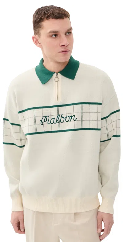 Malbon Golf Bennett Plaid Sweater Heather Ivory In Neutral