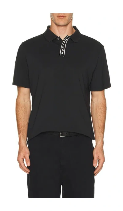 Malbon Golf Block Placket Polo In Black