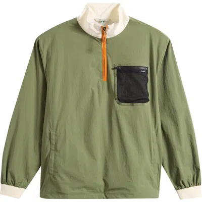 Malbon Golf Cascade Colorblock Quarter Zip Windshirt Pullover In Green