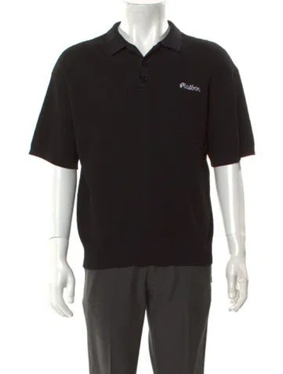 Pre-owned Malbon Golf Collar Short Sleeve Polo Shirt In Black