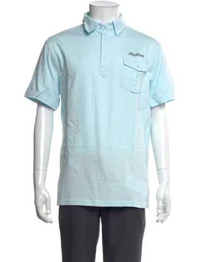 Pre-owned Malbon Golf Collar Short Sleeve Polo Shirt In Blue
