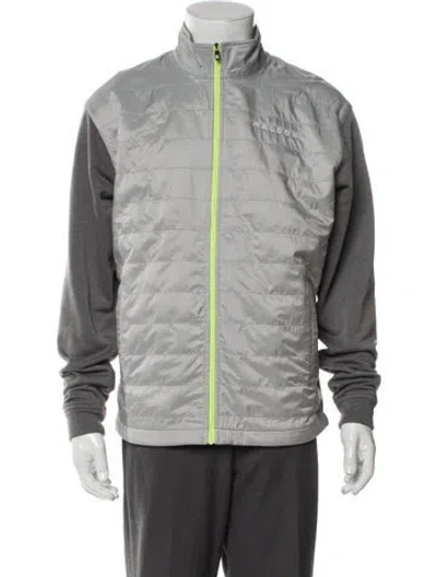 Pre-owned Malbon Golf Colorblock Pattern Windbreaker In Gray