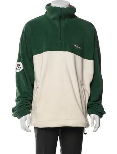 Pre-owned Malbon Golf Colorblock Pattern Windbreaker In Green