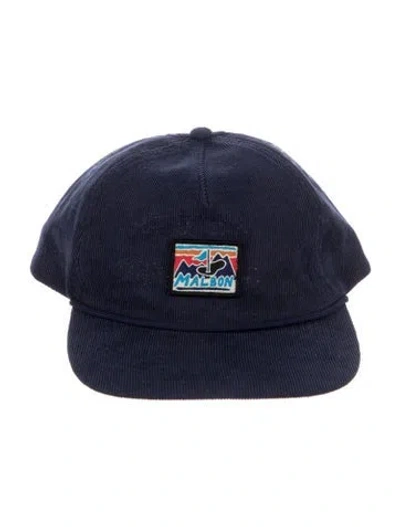 Pre-owned Malbon Golf Corduroy Baseball Hat In Blue