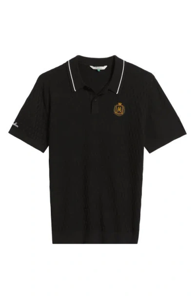 Malbon Golf Crest Embroidered Polo In Black