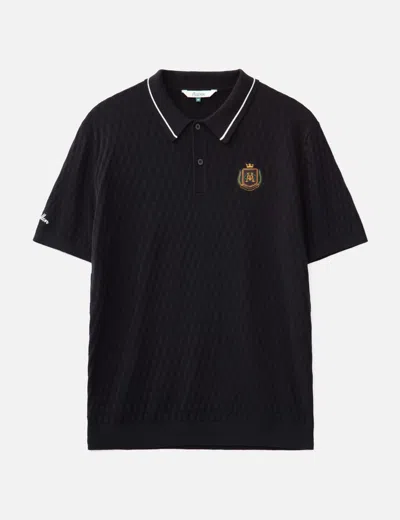 Malbon Golf Crest Knit Polo In Black