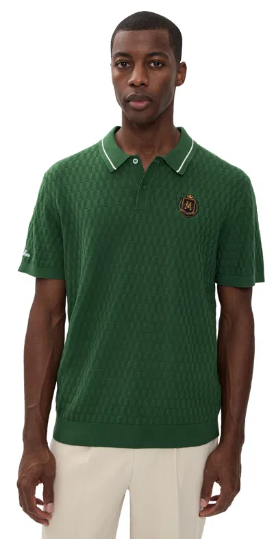 Malbon Golf Crest Knit Polo Myrtle In Green